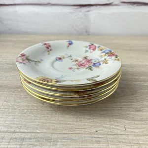Castleton Sunnybrooke Saucer Plate Lot 5pc 6" Pink Gold Trim Floral - Picture 1 of 9