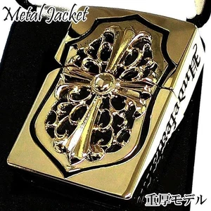 Chaqueta de Metal Zippo Encendedor Súper Pesada Dorado Escudo Cruzado Nueva - Imagen 1 de 7