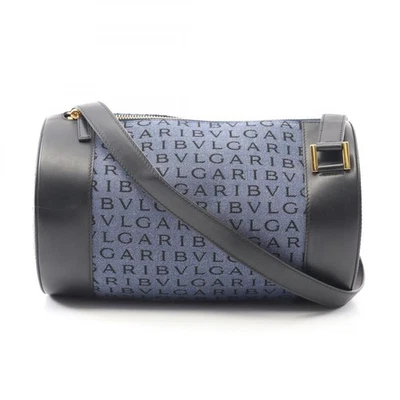 Bolso de Hombro BVLGARI B-ZERO 1 Logo Mania Lona Cuero Azul Negro Usado Mujeres Foto 1 de 4