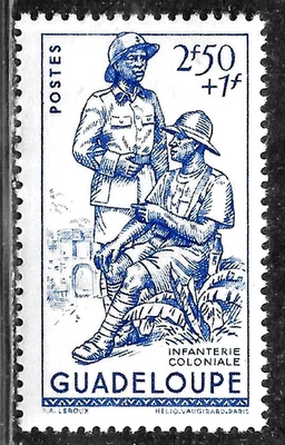 HICK GIRL-MINT FRENCH GUADELOUPE STAMP   SC#B11  1941  INFANTRYMAN    L775 - Image 1 of 2