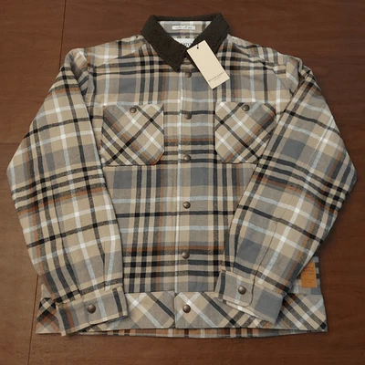 Chaqueta de franela a cuadros forrada Scotch & Soda Sherpa marrón tostado moca para hombre talla M Foto 1 de 4