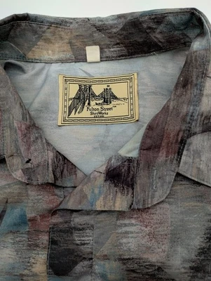 复古 Fulton Street 衬衫 Works 男式尺寸 1X Polo 抽象印花短袖 — 第 1/4 张图片