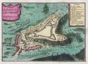 Clermont-En-Argonne Meuse Lorraine Gravure Carte Map Carte De Fer Mortier 1700 - Picture 1 of 1