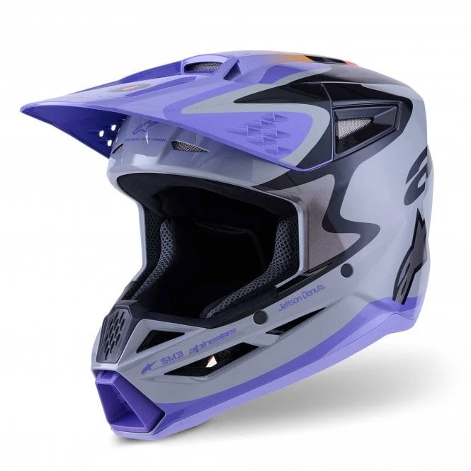 Alpinestars (MX26) Youth MX Helmet - S-M3 JETTSON (Grey/Purple/Black Gloss) - Image 1 of 1