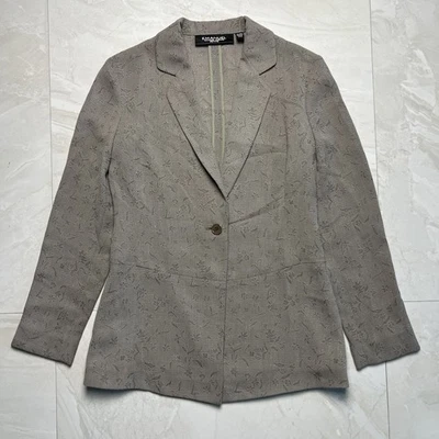 Emanuel Ungaro Jacket Petite Floral Blazer Sz 2/36 Excellent Condition Tan - Image 1 of 4