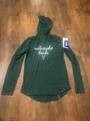 NWT ‘47 NBA Milwaukee Bucks Long Sleeve Hoodie T-Shirt Women Small S - Image 1 of 4