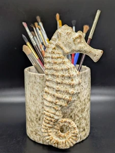 Stoneware Glazed Seahorse Vase Approx. 6.5" Tall - Picture 1 of 9