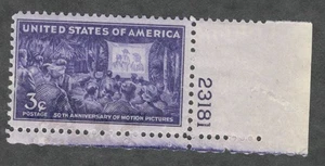 US. 926. 3c. Film, 50th ANNIV.. mit Pl#. postfrisch. 1944 - Bild 1 von 1