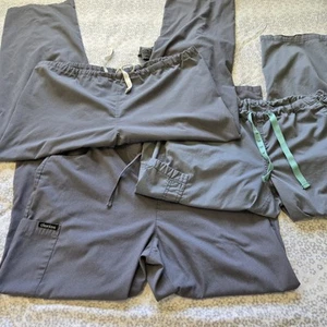 Lot Of 3 Scrub Pants Cherokee Workwear Urbane MC2 Womens Scrub Pants Size L Gray - Picture 1 of 14