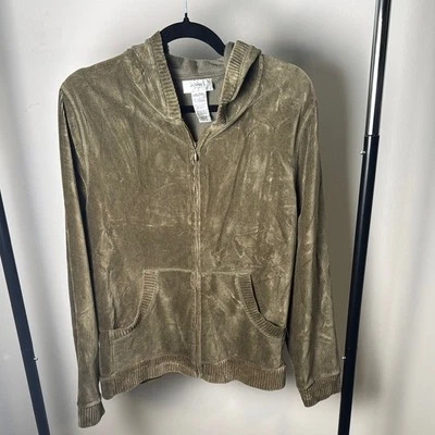 Jones New York Sports Oliva Terciopelo Acanalado Cremallera Pista Sudadera Talla XL Foto 1 de 4