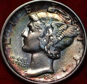 1944 Philadelphia Mint Silver Mercury Dime Nice Color - Picture 1 of 2
