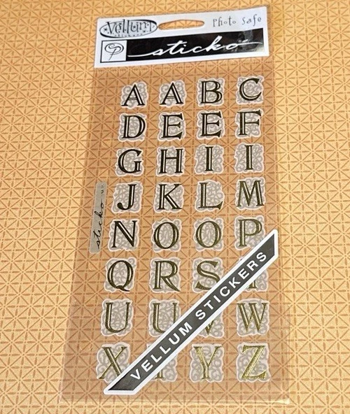Sticko Vellum GOLD ILLUMINATED ALPHABET Flat Stickers  28 Pcs White Tag Gold - Image 1 of 1