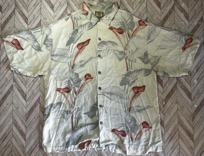 Tommy Bahama Men’sButton Down Large Ivory Floral 100% Silk Hawaiian Spec.Buttons - Image 1 of 4