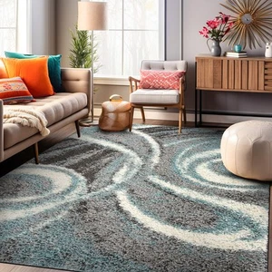 Rugshop Blue Rug Contemporary Cozy Plush Shag Carpet Living Room Rug Bedroom Rug - Picture 1 of 37