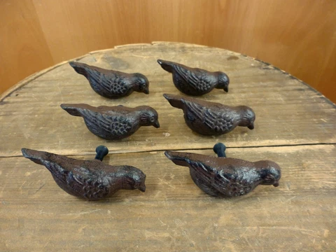 GROUP 6 CAST IRON RESTING BIRD CABINET PULLS DOOR DRAWER DRESSER KNOBS rustic Cover