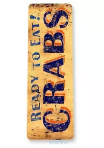 READY TO EAT CRABS 6x18 in TIN SIGN BAR PUB BREWING COMPANY BEER ROLL MAINE POT - Picture 1 of 1