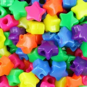 50x Star Shaped Pony Beads ideal for personalised dummy clips Bracelets - Picture 1 of 58
