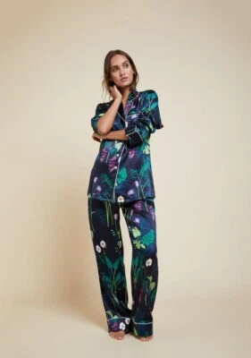 Pijama Olivia Von Halle Mujer Lila Gene Floral Seda L/S Top Talla 2 **SOLO TOP** Foto 1 de 4