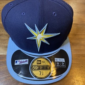 New Era Tampa Bay Rays GAME 59Fifty Fitted Hat (Light Navy) MLB Cap 7 3/8 - Picture 1 of 5