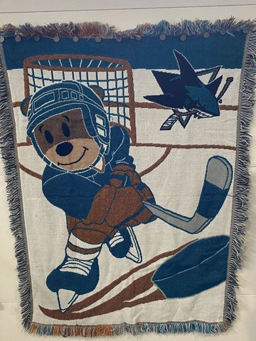 San Jose Sharks NHL Woven Jacquard Baby Throw 'Score Baby' OFFICIAL NHL Blanket Cover