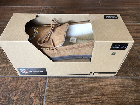 Los Angels Chargers NFL Moccasin Slipper Tan Size 13-14 Cover