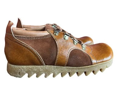 NOS 7 B De Colección Años 70 Tierra Oxford Zapatos Botas Plataforma Suela de Goma Marrón Miss Maravilloso Foto 1 de 4