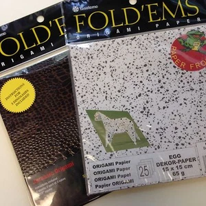 Yasutomo Fold'Ems Origami Paper - 4507 Jurassic & 4912 Egg- NEW - Picture 1 of 3