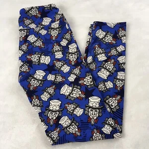 LuLaRoe Size OS Patriotic Uncle Sam Leggings 4th of July Blue Rec White - Picture 1 of 4