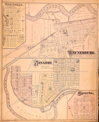 1875 Plat Map ~ NAVARRE, WAYNESBURG, MAGNOLIA, STARK Co., OHIO (14x17)-#16 - Image 1 of 3