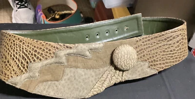 Cinturón corsé ancho estampado reptil tostado Y2K Waldorf Creations Miami talla M/L Foto 1 de 4