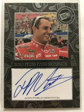 2010 PRESS PASS SIGNINGS JUAN PABLO MONTOYA AUTO ON CARD 6/45