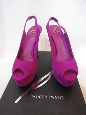 Brian Atwood "Beatris" 紫色露背高跟鞋 7 1/2 码 — 第 1/4 张图片