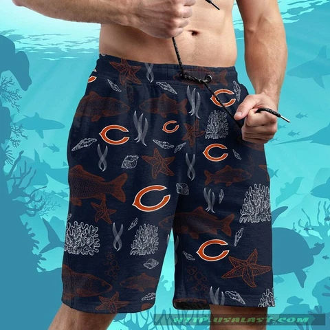 Chicago Bears Beach Shorts Men Summer Swim Trunks Football Hawaiian Board Shorts Cover
