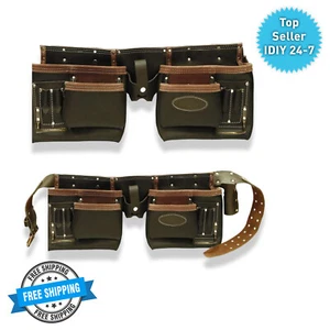 Rolson Heavy Duty Professional Two Tone Double Pouch Red Leather Tool Belt - Picture 1 of 1