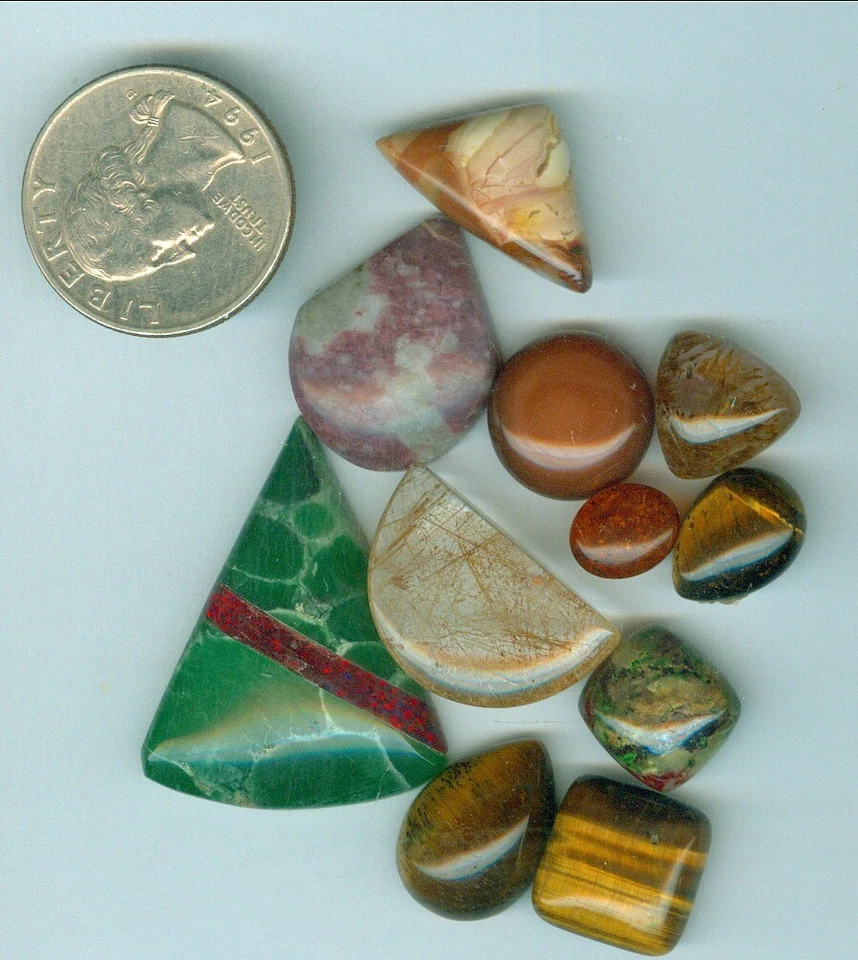 120 Carats of Mixed Stone Cabs Jasper Tigers Eye Nevada Rose Emerald Mountain - Image 1 of 1