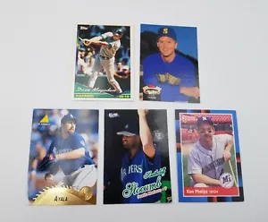 Lote de 5 tarjetas coleccionables de béisbol de los Marineros de Seattle años 90 Slocumb Phelps Parker Ayala - Imagen 1 de 9