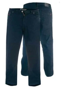 Pantalones de mezclilla elásticos negros talla king Duke para hombre ajuste cómodo cintura elástica (KS1542) - Imagen 1 de 3
