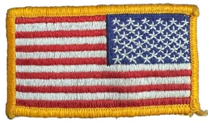 ~EE. UU.~ Bandera Militar Americana Hombro Ejército Uniforme Parche Borde Dorado Gancho y Lazo - Imagen 1 de 2