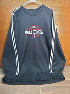 ADIDAS Black & White Milwaukee Bucks NBA Fusion Crew Sweater XL - Picture 1 of 8