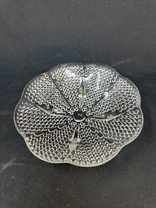 Vintage Hazel Atlas Teardrop Hobnail Beaded 6.5" Glass Candy Dish Scalloped, VG+ - Picture 1 of 11