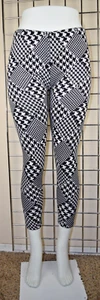 Vintage Stretch Pants W26 L25 80s Black White Hounds Tooth Soft Fuzzy Lining - Picture 1 of 15