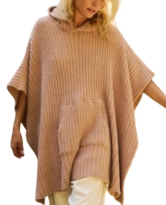 CHAQUETA PONCHO DE PUNTO DE GRAN TAMAÑO ACANALADA MANTA BESTIE CAMEL FREE PEOPLE TALLA ÚNICA Foto 1 de 4