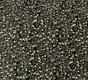 Flower Buds White on Black,The Red & The Black ,BTY - Picture 1 of 2