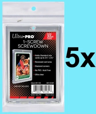 5 Ultra Pro 32pt 1-SCREW SCREWDOWN RECESSED Trading Sports Card Holder Case - Image 1 of 2