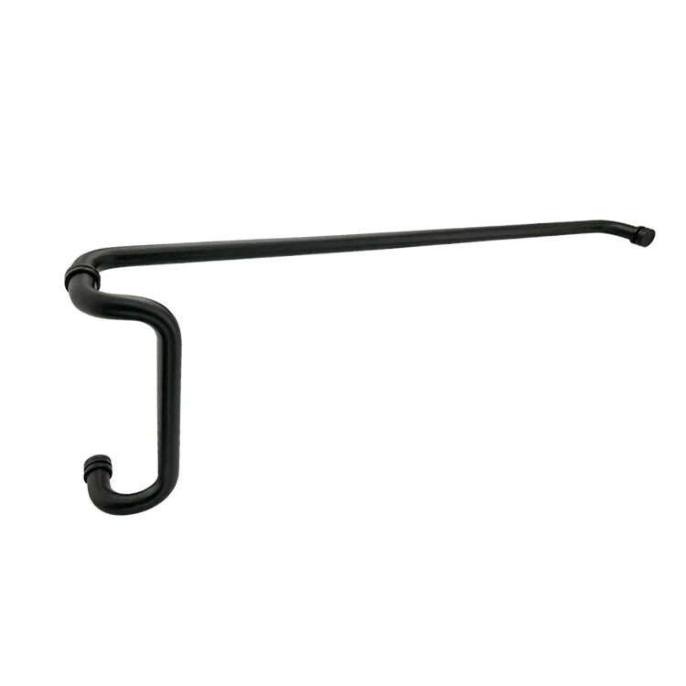 CEL Round Solid Aluminum Storefront Door Pull Handle and Push Bar Set - 10"X33"