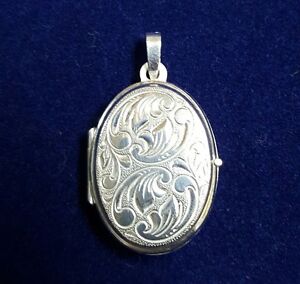 NEW Sterling Silver Oval Locket 925 Pendant Fits 2 Photos Family Love Portrait