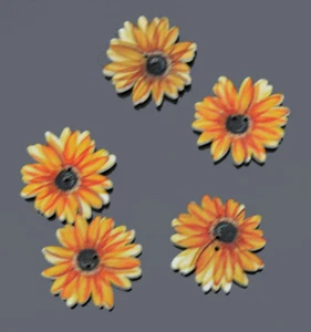 Wood Buttons Flowers Button Baby Kids X5 11Farben 25 MM Painted - Picture 1 of 13