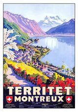   art Switzerland Territet Montreux  travel ad poster