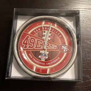 Sale! NFL San Franciso 49ers 12" Round Chrome Wall Clock Fan Cave Decor WH - Picture 1 of 2