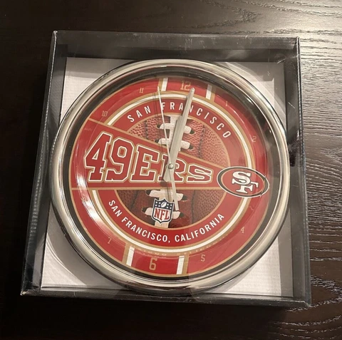 Sale! NFL San Franciso 49ers 12" Round Chrome Wall Clock Fan Cave Decor WH Cover